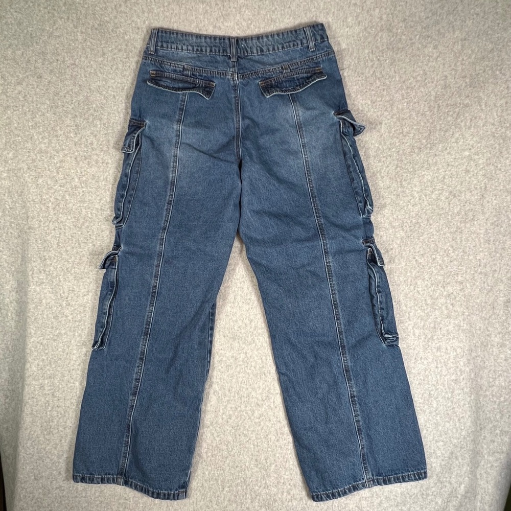 Forever‎ 21 Premium 30 Cargo Jeans Pockets Punk Goth Grunge Streetwear Baggy y2k - Picture 4 of 8